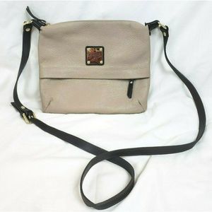 Valentina Italian Leather Purse Crossbody Handbag Beige Cream